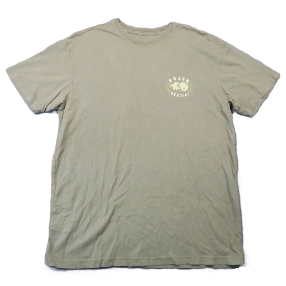 Roark Revival T-Shirt Mens L Green Expeditions Scotland Logo Graphic Outdoor